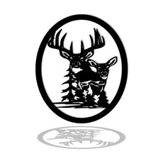 Charger l'image dans la galerie, Décoration murale d'art métal - buste cerf et biche - Wall art - Made in FRANCE