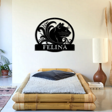 Charger l'image dans la galerie, Décoration murale d'art métal - Chat Noir - Personnalisable - Wall art- Made in France