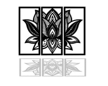 Charger l'image dans la galerie, Décoration Mandala Lotus - Tryptique - Art de fer 39 - Wall art