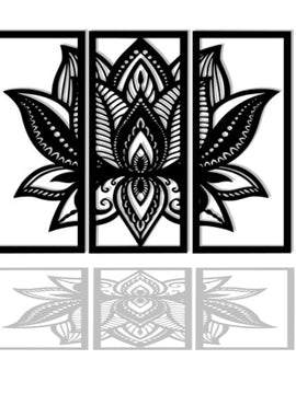 Décoration Mandala Lotus - Tryptique - Art de fer 39 - Wall art
