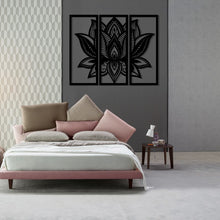 Charger l'image dans la galerie, Décoration Mandala Lotus - Tryptique - Art de fer 39 - Wall art