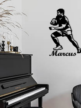 Décoration murale d'art métal - Rugbyman personnalisable - Wall art - Made in FRANCE