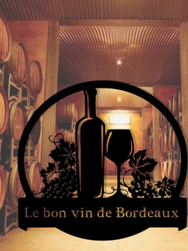 Décoration murale d'art métal - Bouteille de Bordeaux - Wall art - Made in France
