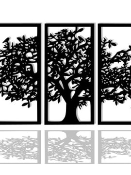 Décoration arbre de vie oiseaux-tryptique-artdefer-wall art