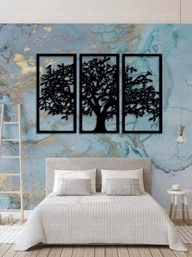 Décoration arbre de vie oiseaux-tryptique-artdefer-wall art