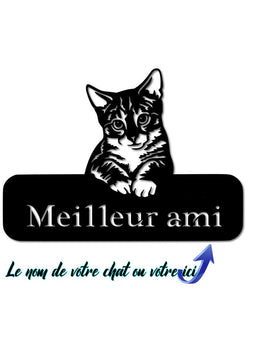 Décorations murale métal, Monogramme personnalisé motif chat, wall art, made in FRANCE (39)