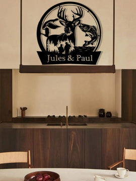 Décoration murale métal - N°1 Chasse et Pêche - Personnalisable - Art de fer 39 - Wall art - Made in France