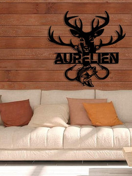 DécoratIon murale métal - N°2 Chasse et Pêche - Personnalisable - Art de fer 39 - Wall art - Made in France