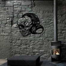 Charger l'image dans la galerie, Décoration murale d'art Métal - Tête de mort casque audio - Wall art -Made in FRANCE