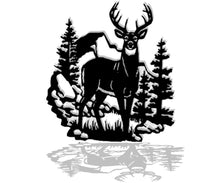 Charger l'image dans la galerie, Décoration murale d'art métal - Cerf paysage - Wall art - Made in FRANCE