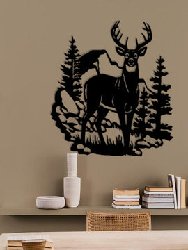 Décoration murale d'art métal - Cerf paysage - Wall art - Made in FRANCE