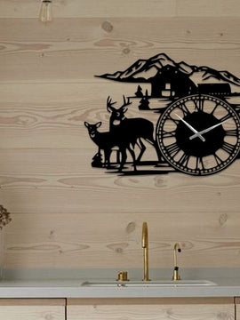 Horloge décoration d'art métal - chevreuils - Wall art - Made in FRANCE
