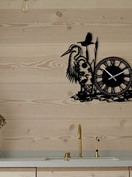 Horloge décoration d'art métal - héron - Wall art - Made in FRANCE