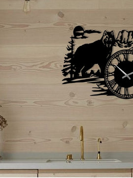 Horloge décoration d'art métal - loup - Wall art - Made in FRANCE