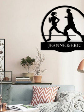 Décoration murale d'art métal - Joggeur Homme Femme - Personnalisable - Wall art- Made in France