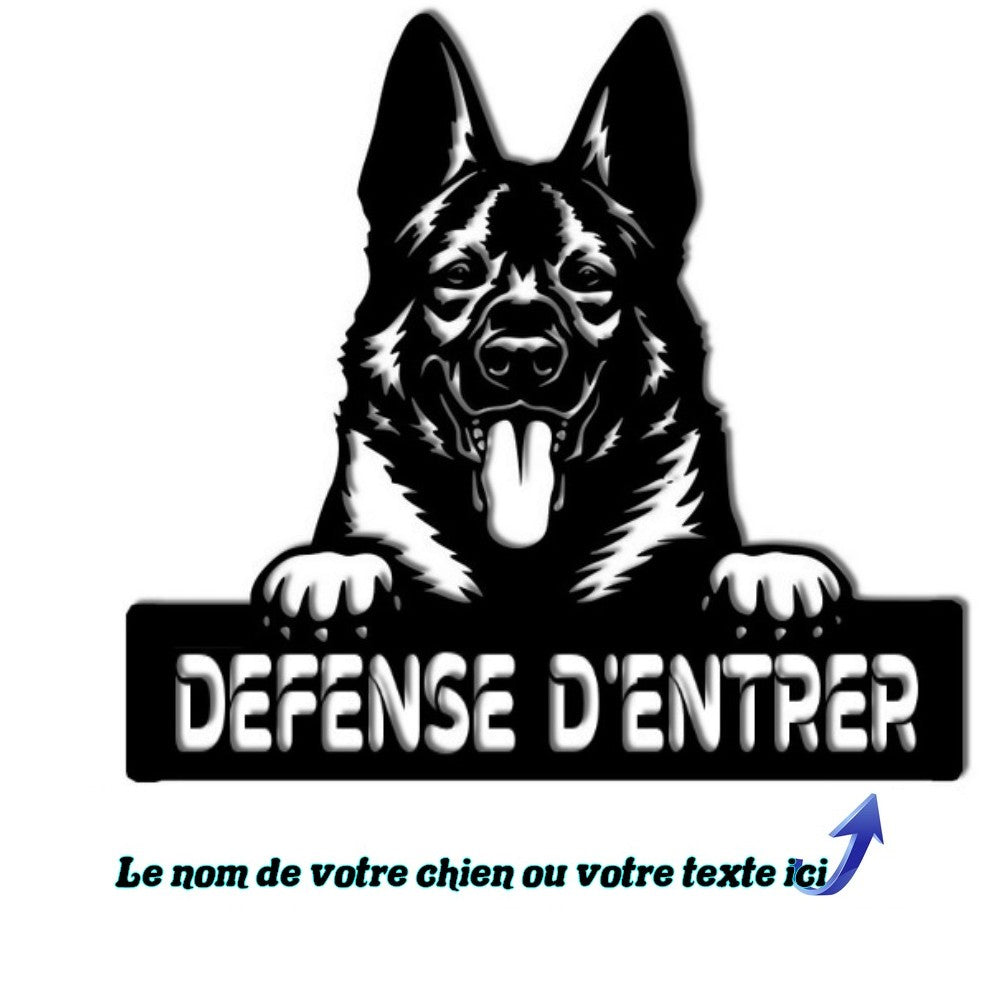 plaque attention au chien DECO 3 en aluminium,personnalisable, faites main  de Fonderie déco.Made in France
